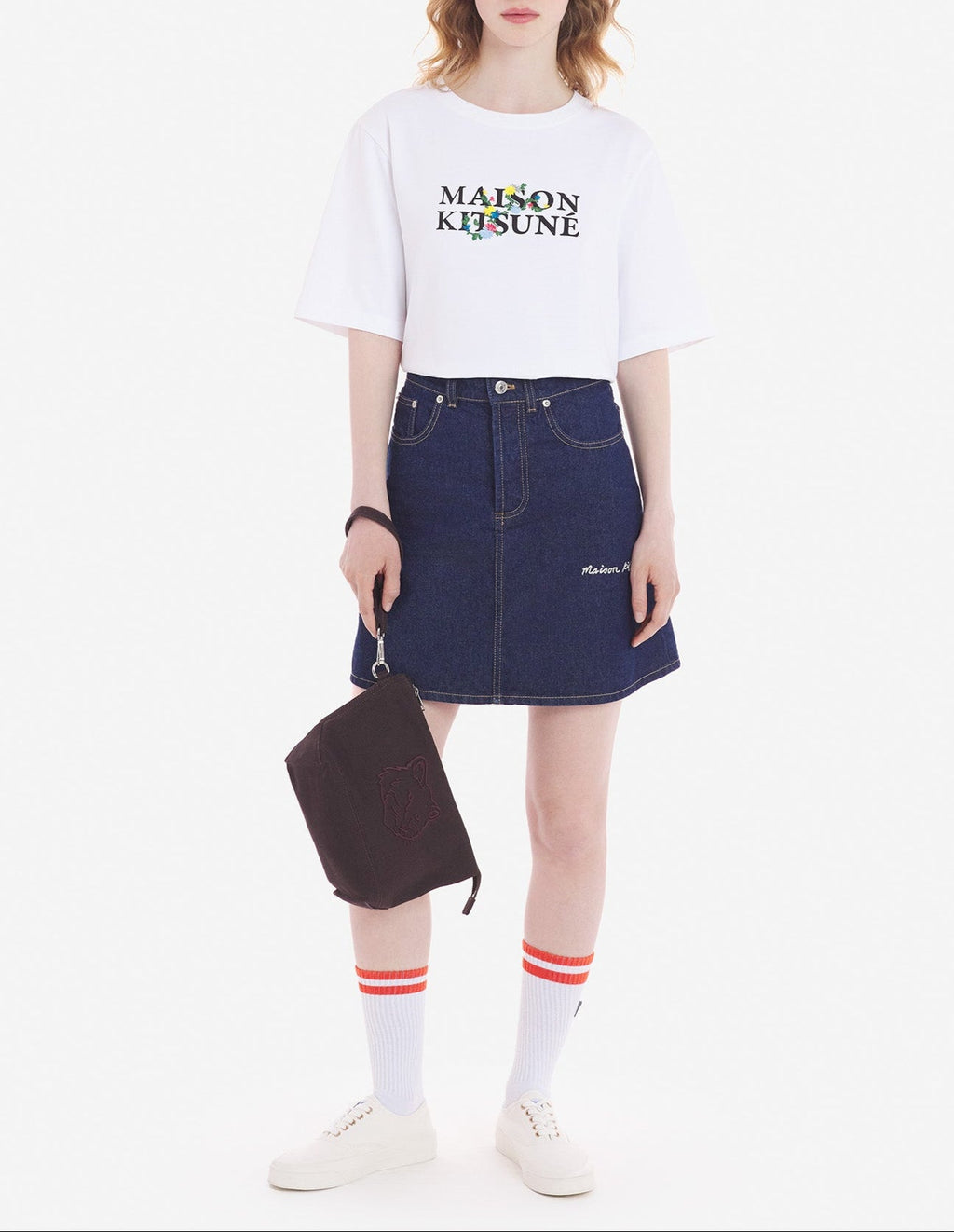 Maison Kitsuné - Mini A-Line Skirt In Indigo Denim - Washed Indigo - Women