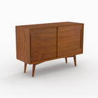 Waya - Aparador pequeño de madera de teca, 2 puertas correderas