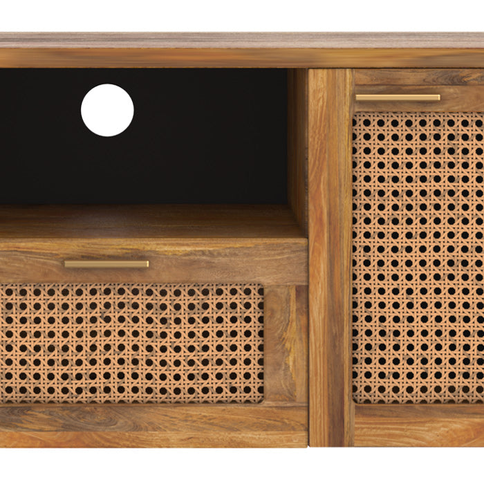 Wava - Mueble Tv De Madera De Mango Y Enrejado