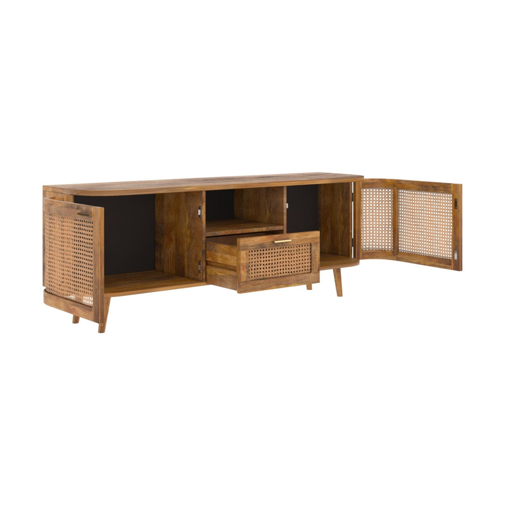 Wava - Mueble Tv De Madera De Mango Y Enrejado