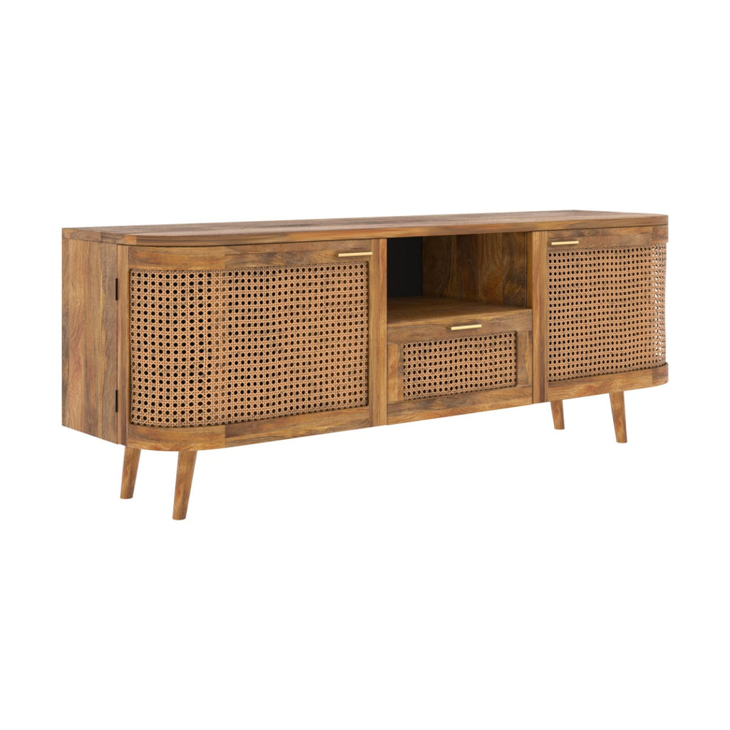 Wava - Mueble Tv De Madera De Mango Y Enrejado
