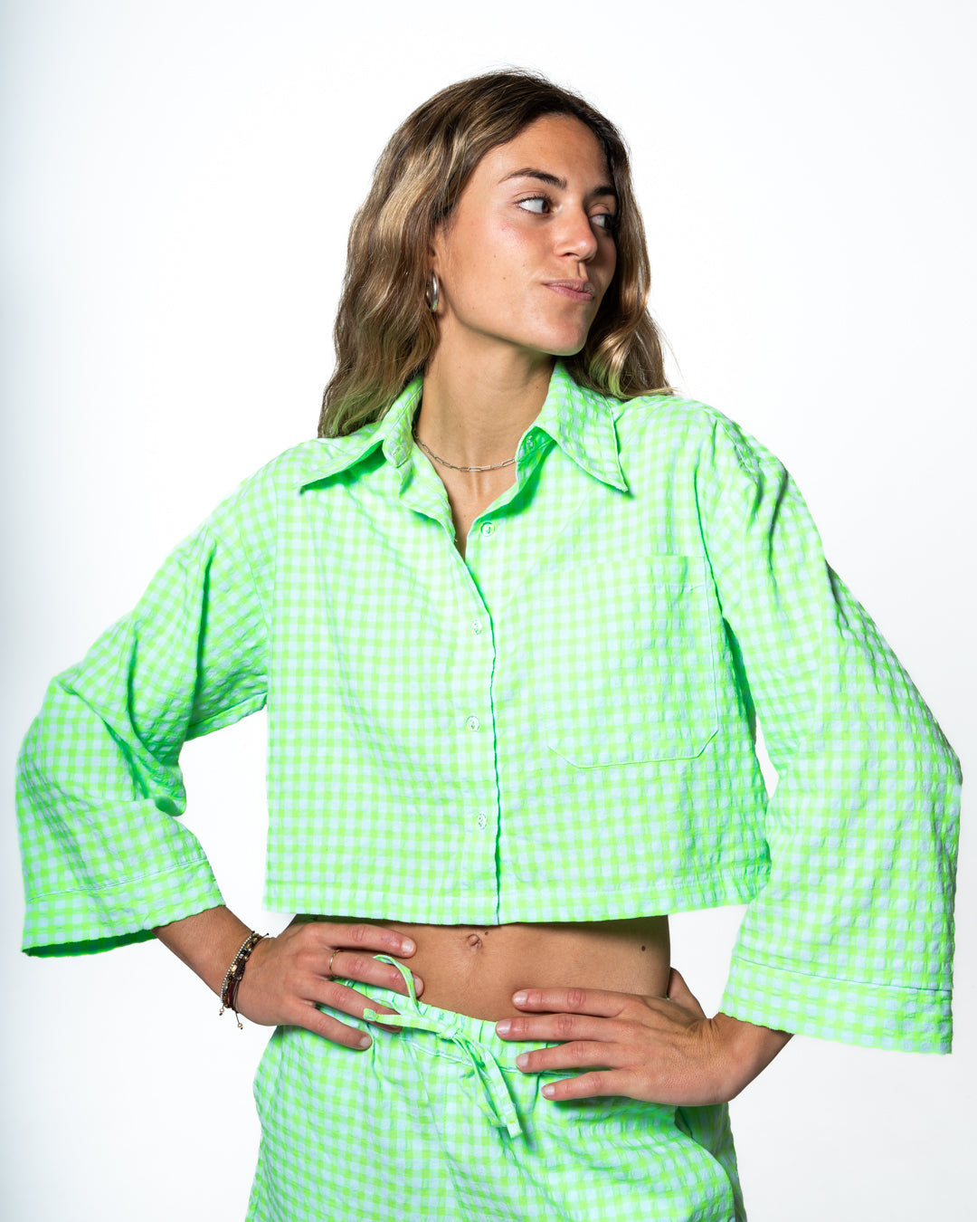 Chemise À Carreaux Vichy - Lime