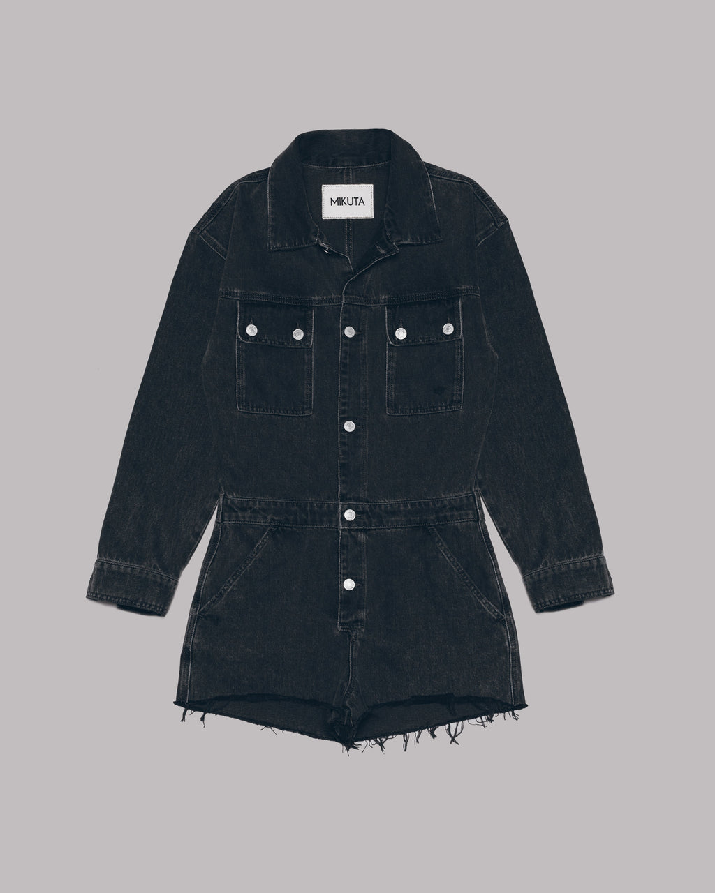 Charcoal Short Denim Jumpsuit - Product photo