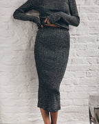 Falda The Dark Glitter Ribbed Long Tube