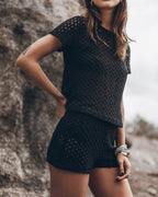 The Black Crochet Shirt The Black Crochet Shorts Desert California - Product photo