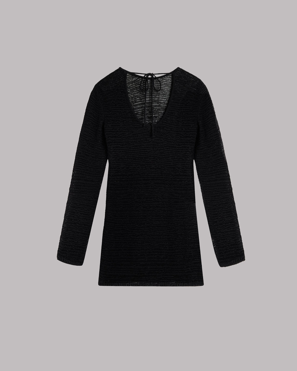 The Black Knitted Low Back Longsleeve Dress Product Shot - Product photo
