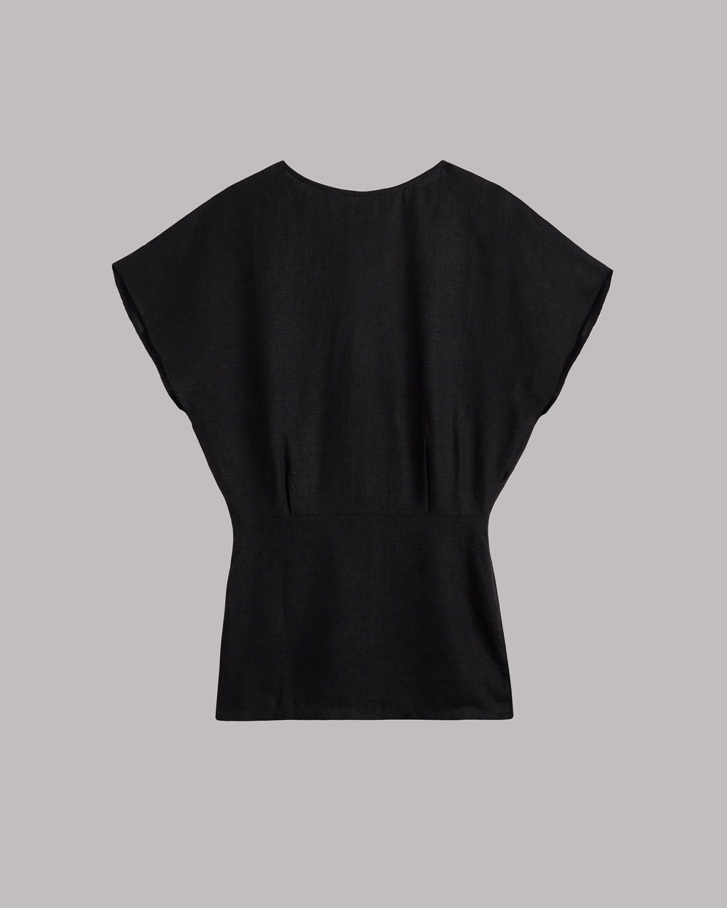 The Black Short Linen Bat Dress - Product photo