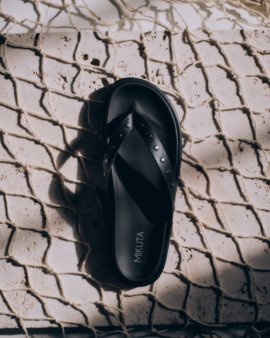 The Black Studded Leather Sandals