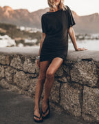 The Dark Short Draped T-Shirt Dress