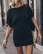 The Dark Short Draped T-Shirt Dress