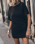The Dark Short Draped T-Shirt Dress