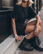 The Dark Short Draped T-Shirt Dress