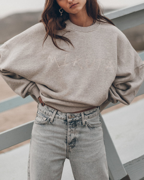 The Gray Embroidered Standard Sweater West Coast California Lexi - Product photo