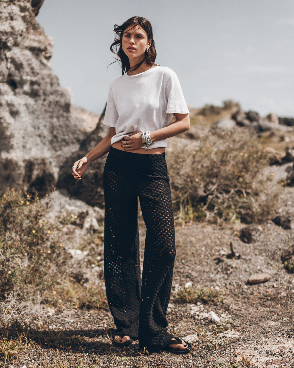 Camisa vintage de algodón seco Off White The Black Crochet Pants Desert California - Foto del producto