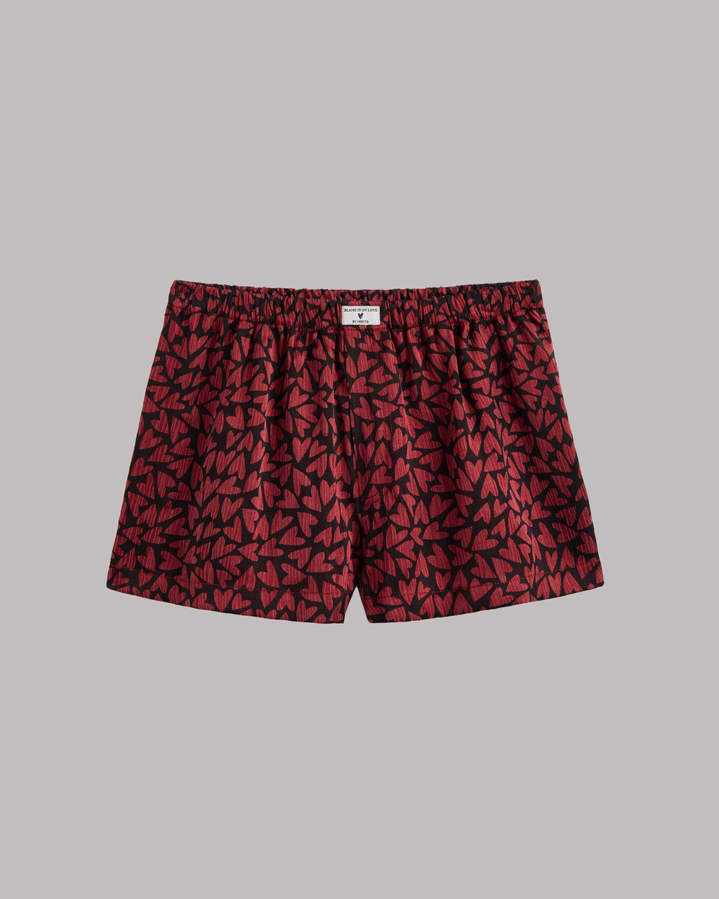 Red hearts boxer shorts product shot - Valentine's Day sleepwear
