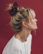 MIKUTA red hearts crinkle scrunchie - Valentine's Day hair tie