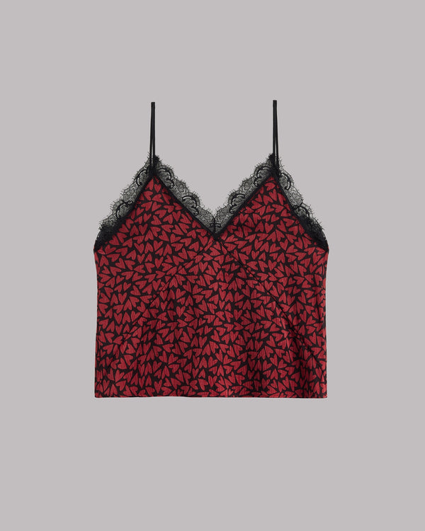 Red hearts top product shot - Valentine's lace sleepwear