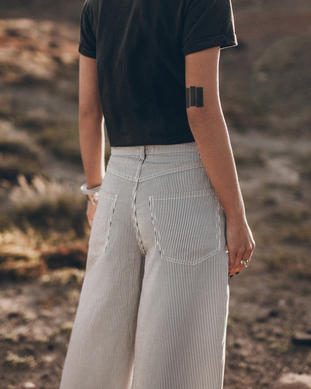 The Striped Tied Waist Pants The Dark Regular Cotton Shirt Desert California - Product photo