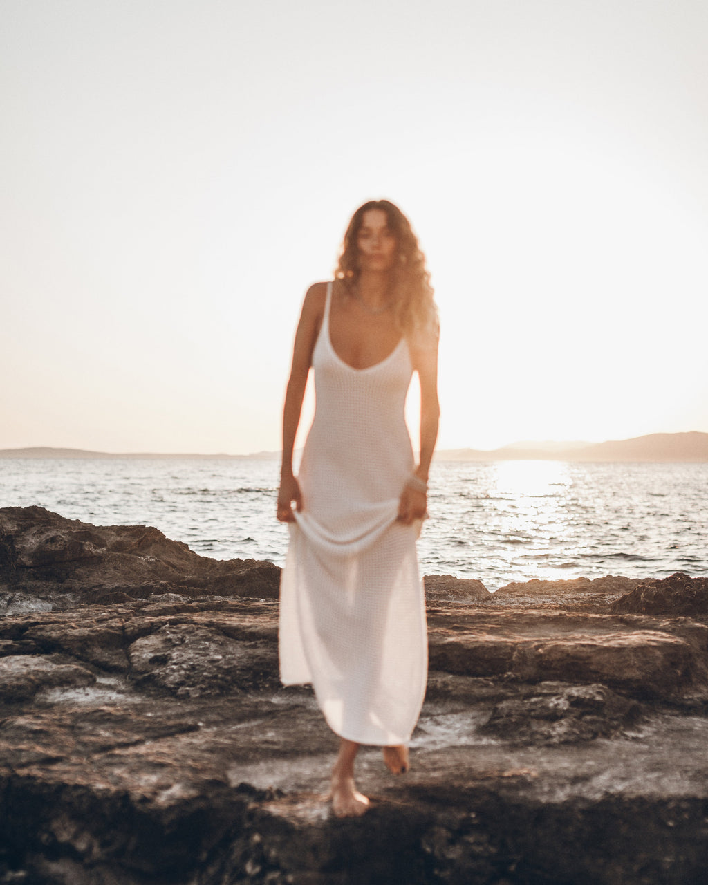 El vestido de punto blanco