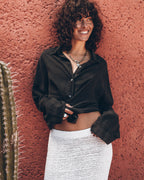 The White Long Knitted Skirt The Black Loose Longsleeve Shirt Mexico Guindi - Product photo