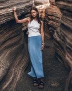 The White Standard Tank Top The Blue Long Cupro Slip Skirt Desert California - Product photo