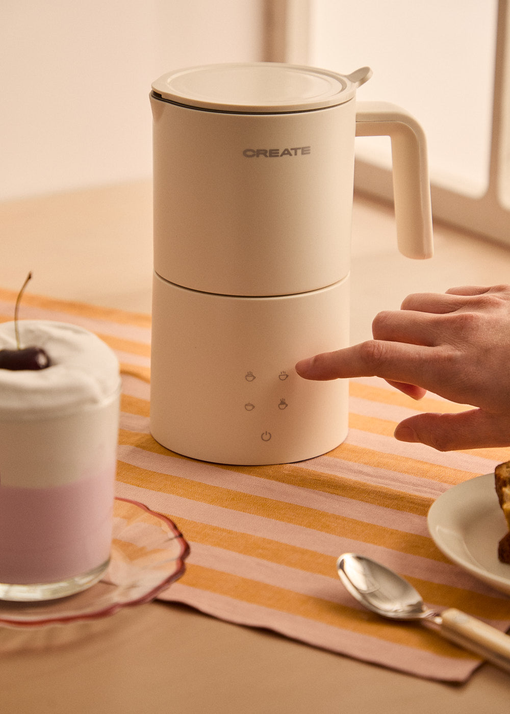 Milk Frother Studio Pro - Mousseur & Chauffe-Lait Compatible Lave-Vaisselle - Blanc Cassé