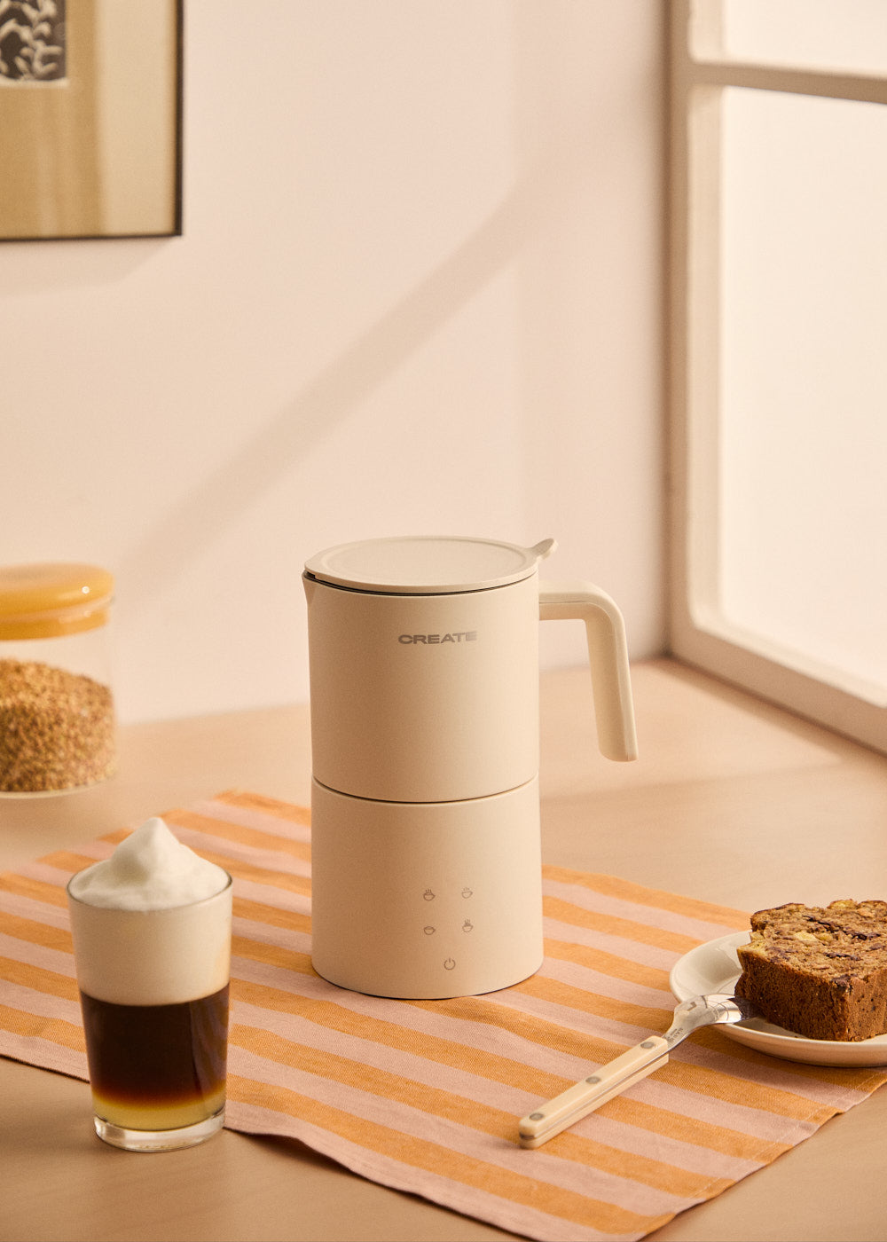Milk Frother Studio Pro - Mousseur & Chauffe-Lait Compatible Lave-Vaisselle - Blanc Cassé