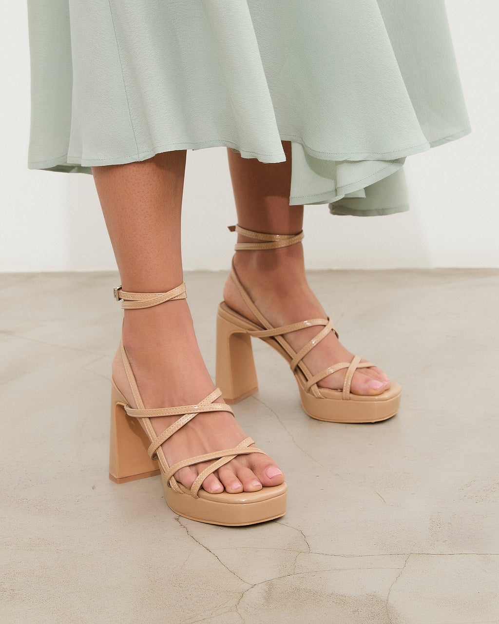 Nori Heeled Sandals - Nude