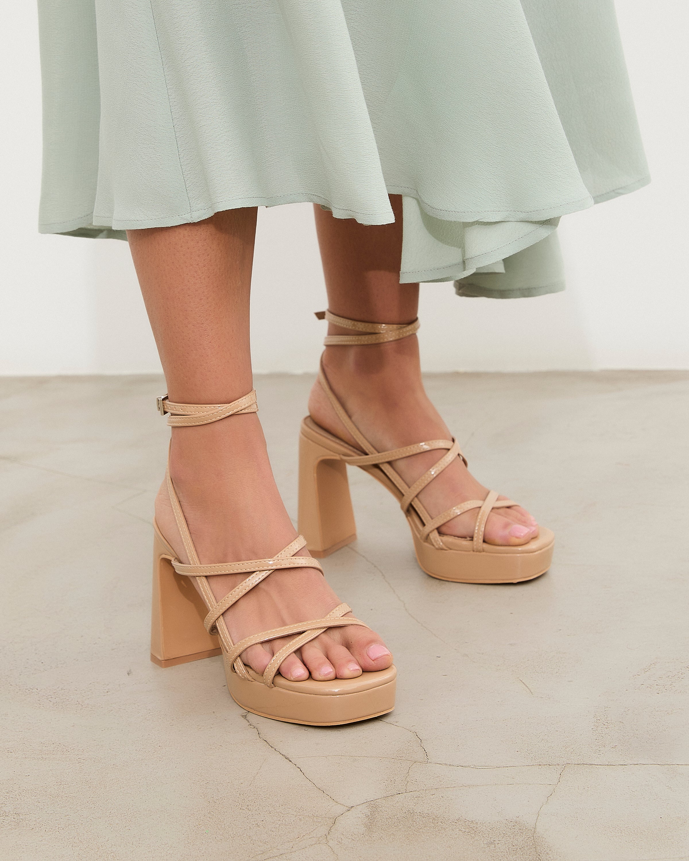 Nori Heeled Sandals - Nude