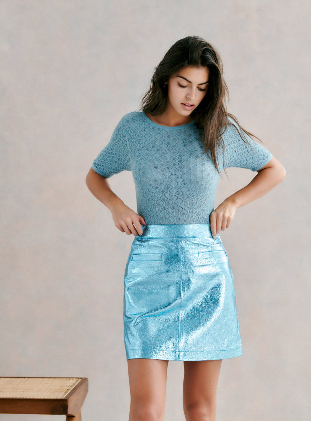 JULIE BLUE SHORT SHORT SKIRT PETITE MENDIGOTE