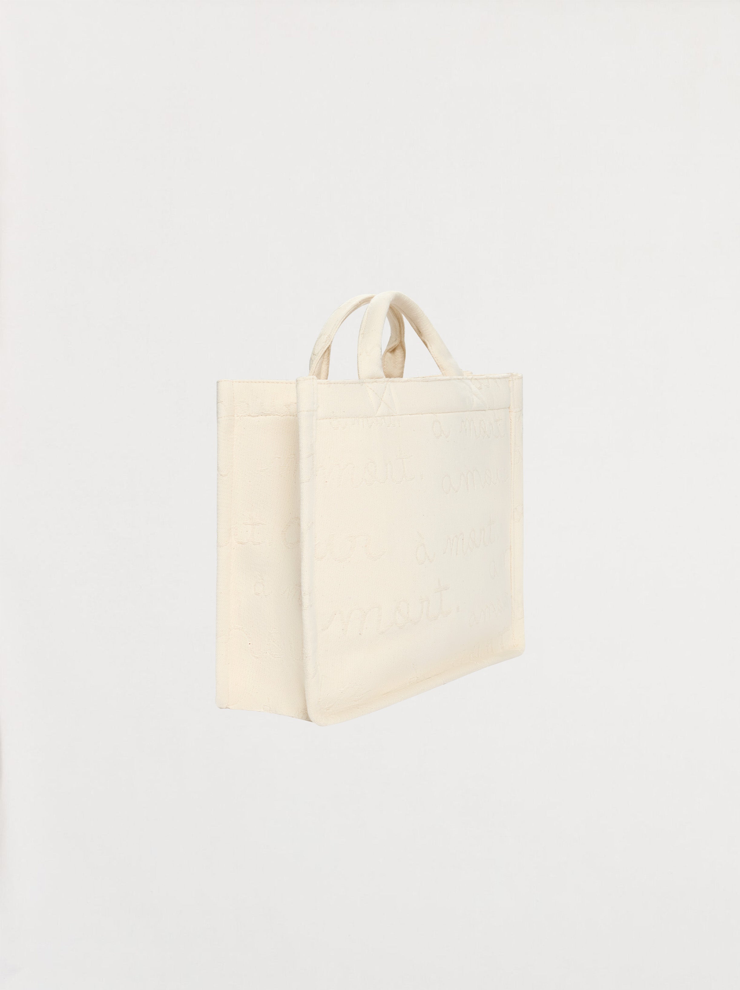Bolso tote mini Amour de jacquard crudo