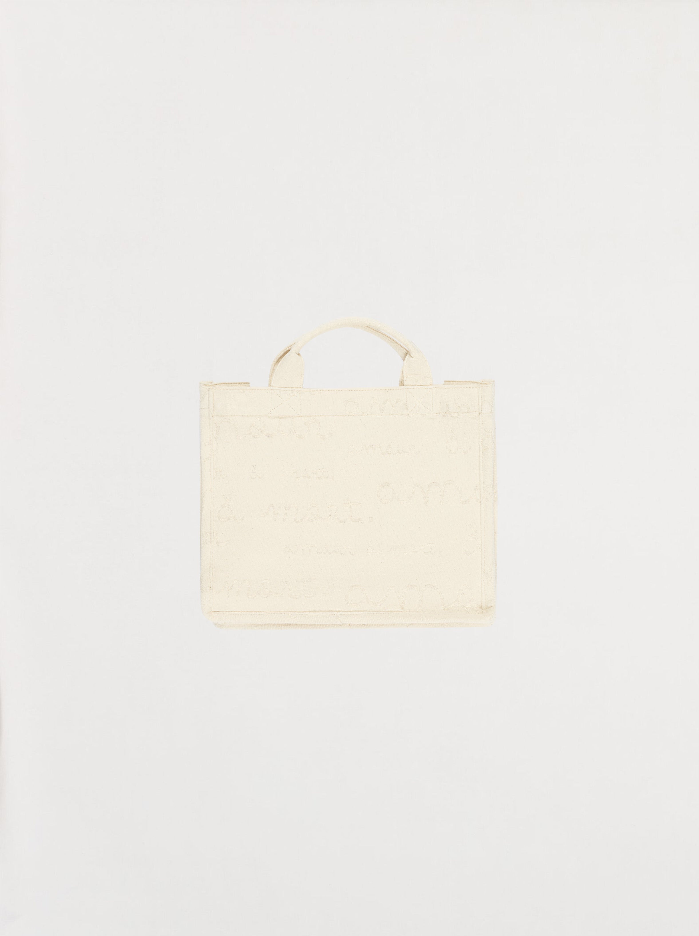 Bolso tote mini Amour de jacquard crudo