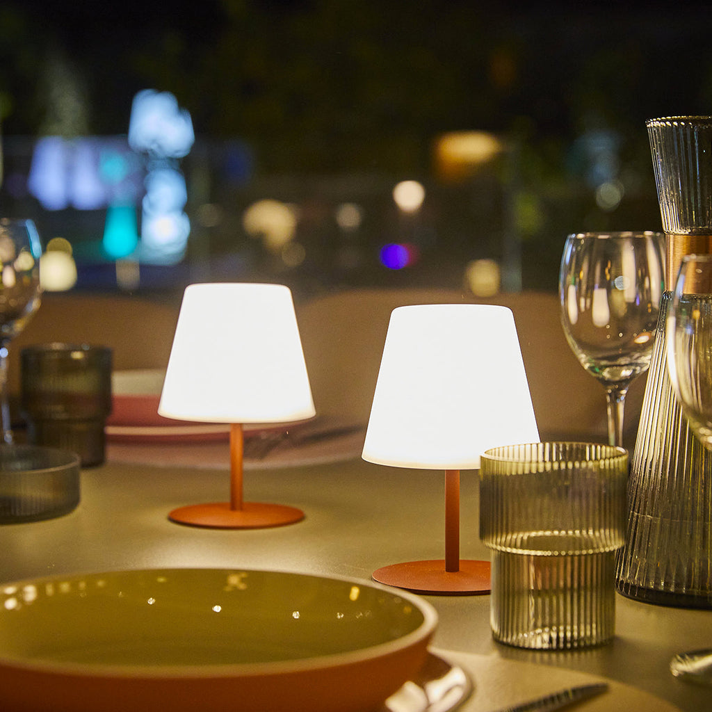 Twins - Lampe De Table Sans Fil - Acier - Terracotta