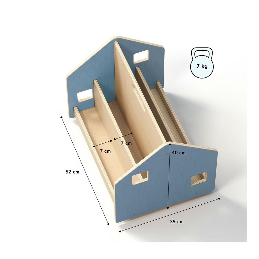 Kids' Double-Sided Bookcase On Wheels – Light Blue