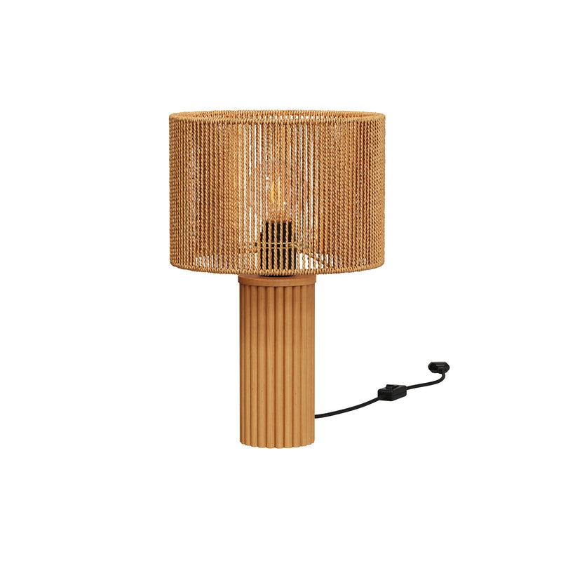 Mira - Lampe En Papier De Corde Et Socle En Rondin De Bois