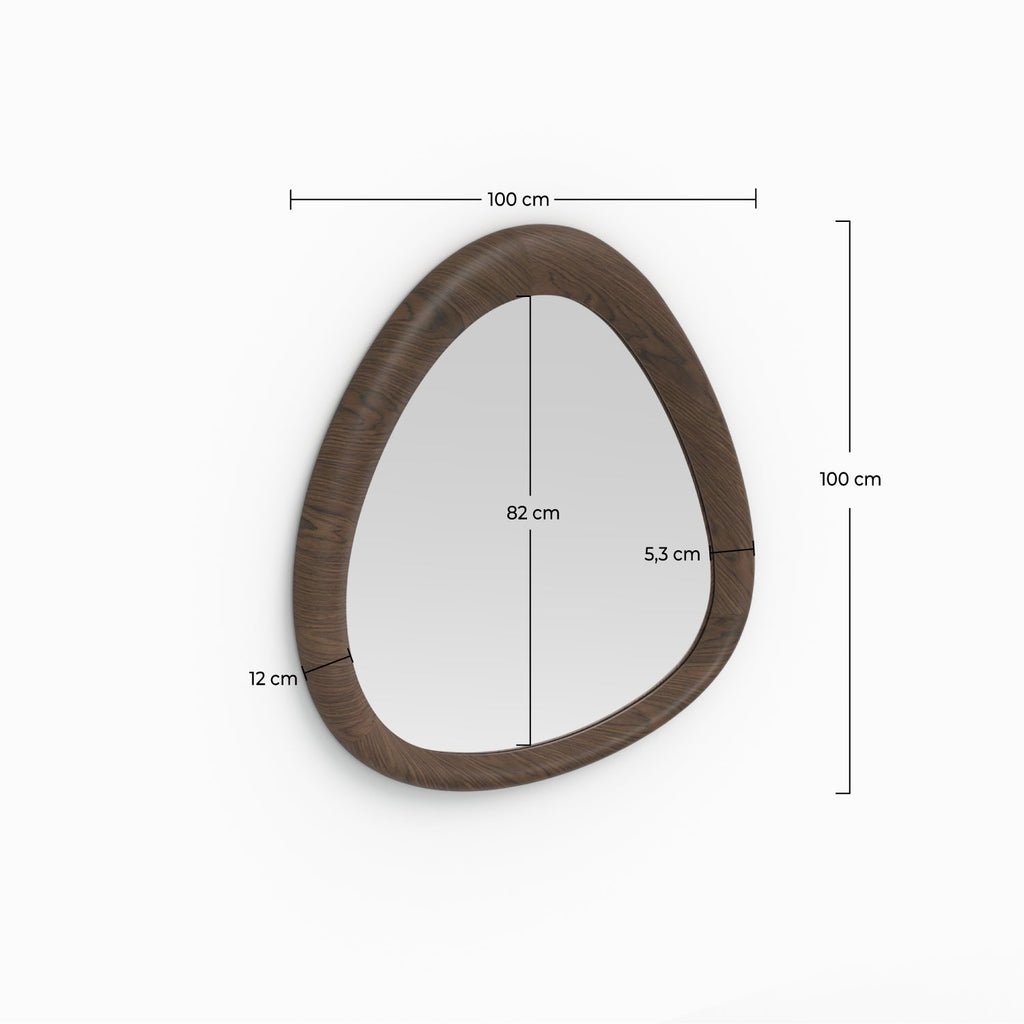 Yoko - Miroir Organique En Placage Noyer