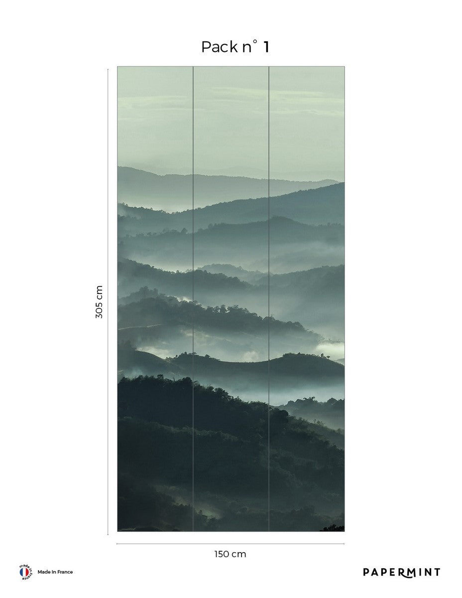 Mural Misty Line - Mossy Green