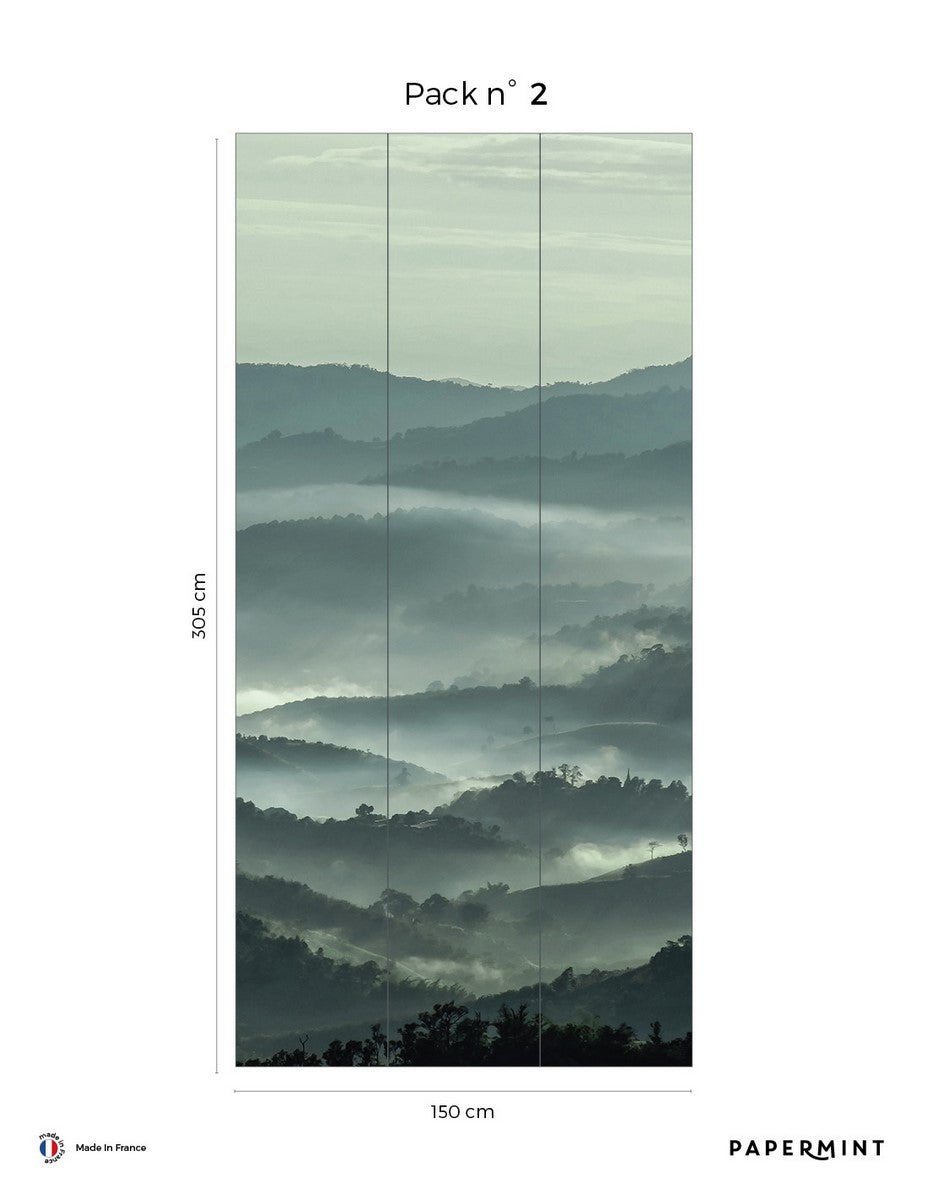 Mural Misty Line - Mossy Green