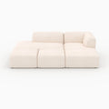 Mina - Canapé Modulable En Velours Côtelé Blanc 4 Places Avec 2 Poufs