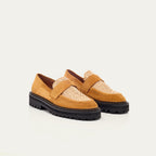 Mia Pecan and Raffia Leather Moccasin