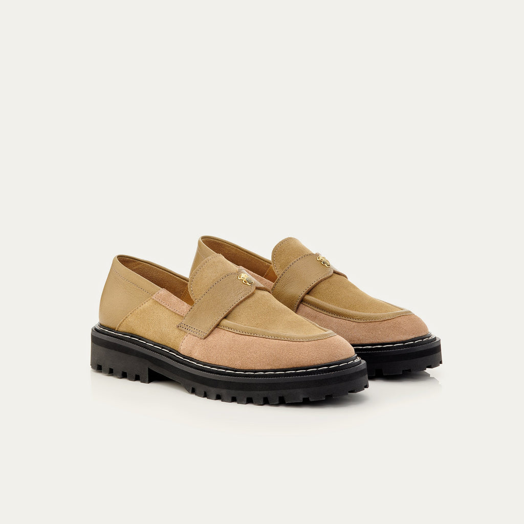 Mocasín de cuero verde oliva Mia Grege