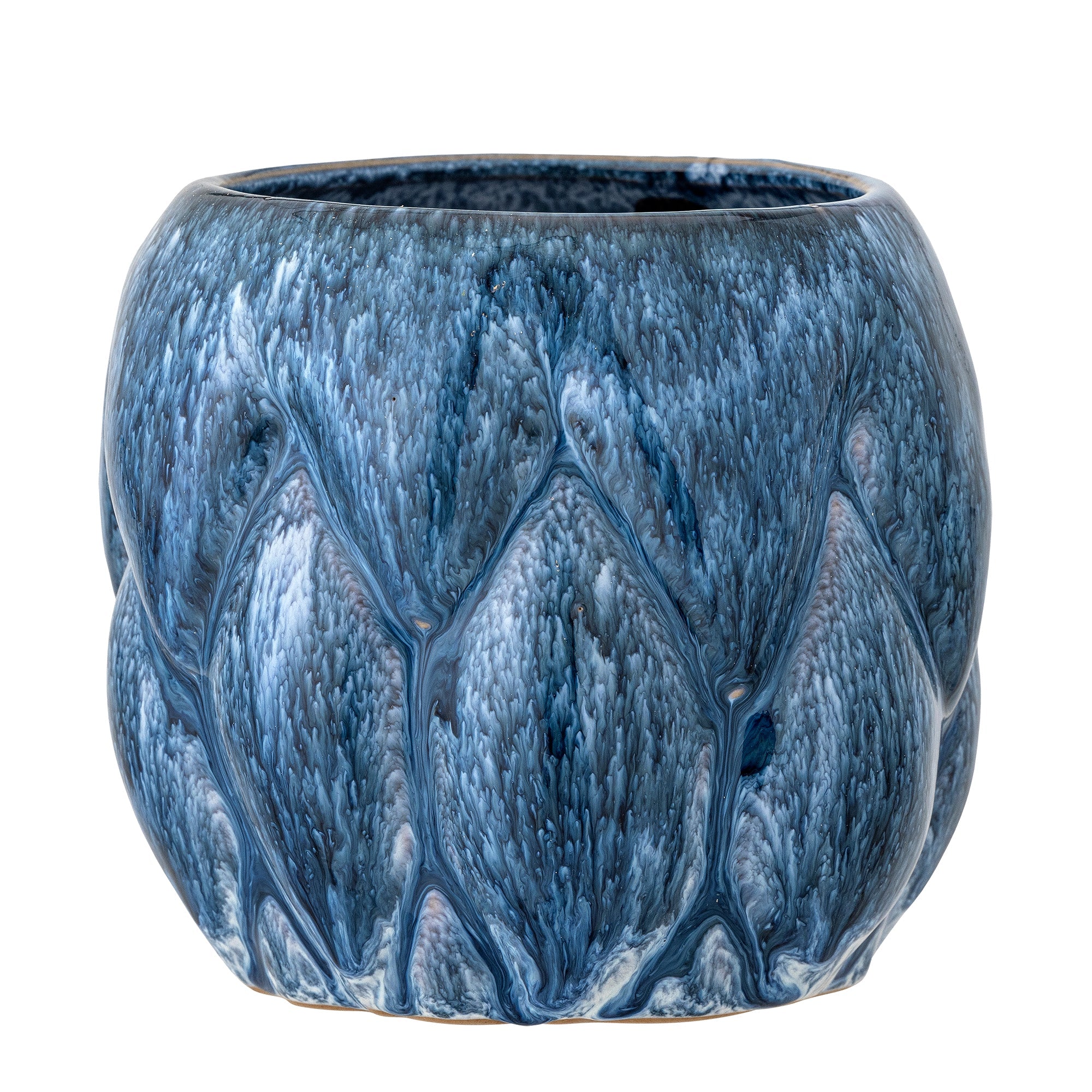 Posey - Set of 4 Plant Pot Covers - Blue - Stoneware