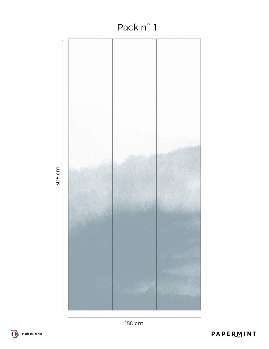 Mural Mountain Water - Bleu Porcelaine