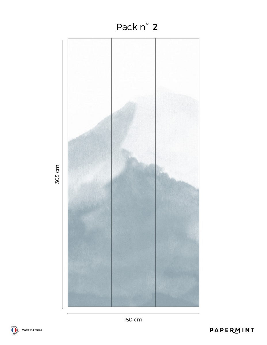 Mural Mountain Water - Bleu Porcelaine