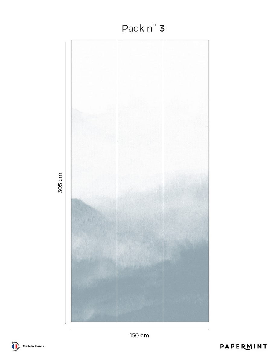 Mural Mountain Water - Bleu Porcelaine