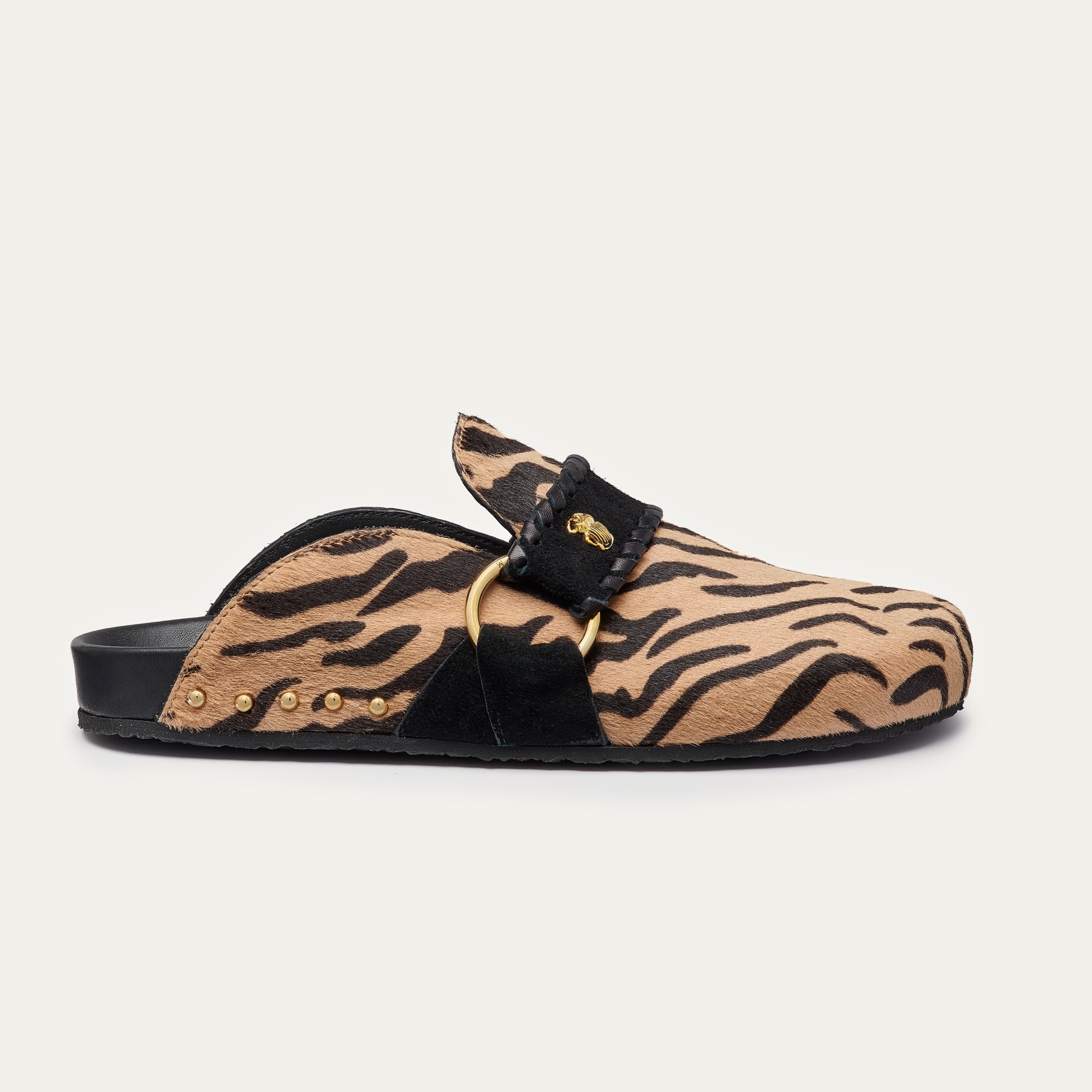 Mules Georgette Cuir Imprime Tora