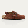 Georgette Mules in Cognac Velvet Calfskin