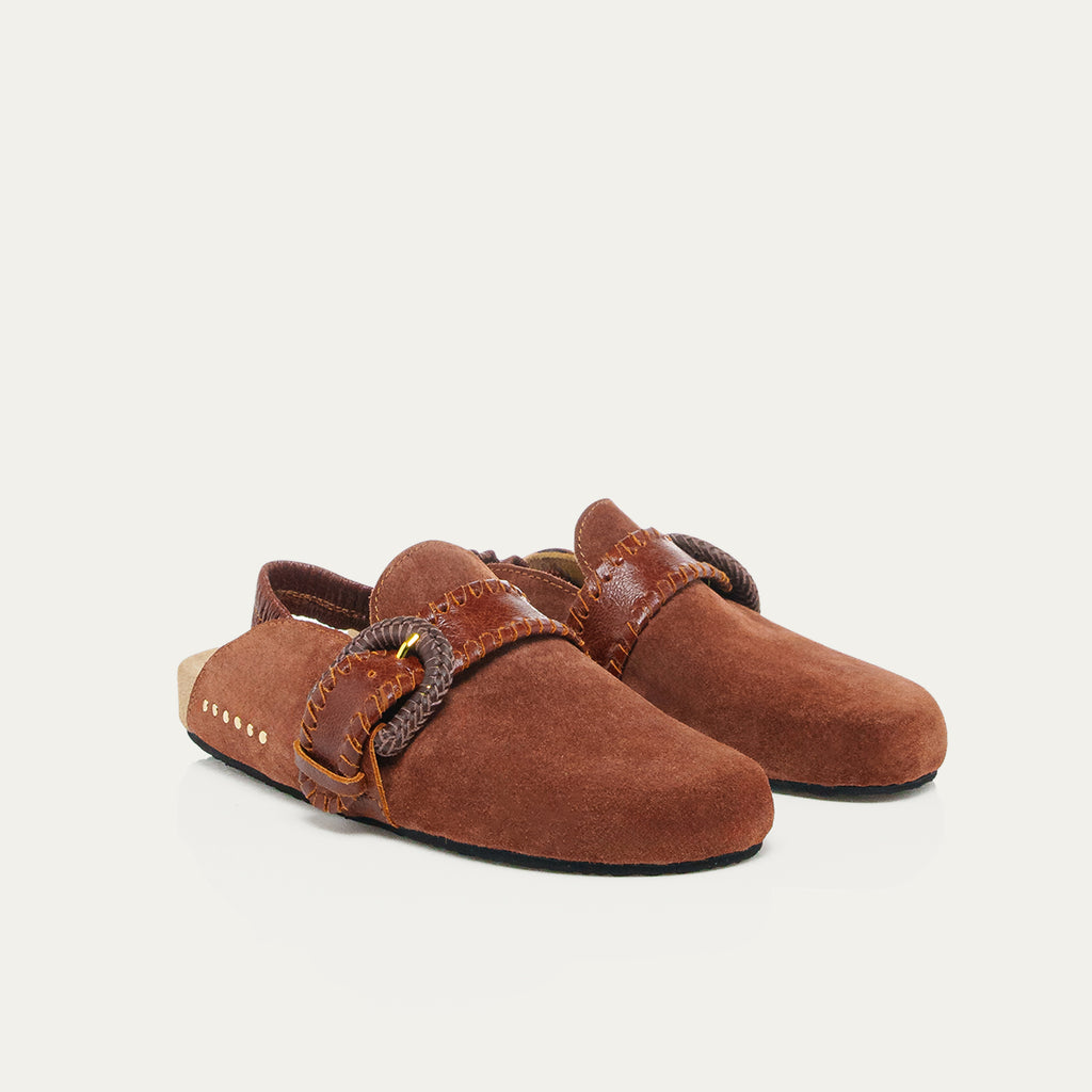 Georgette Mules in Cognac Velvet Calfskin