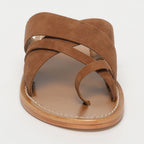 White Sun - Tasneem Mules - Camel Goat Suede - Brown