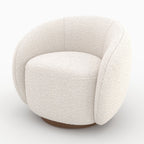Naya - Swivel Armchair in White Bouclé Fabric